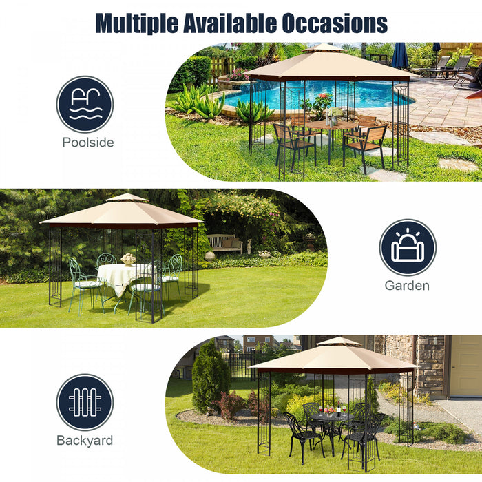 Costway 10’ X 10’ Patio Canopy Gazebo Exterieur 2-tier Tente En Acier Robuste En Forme De L