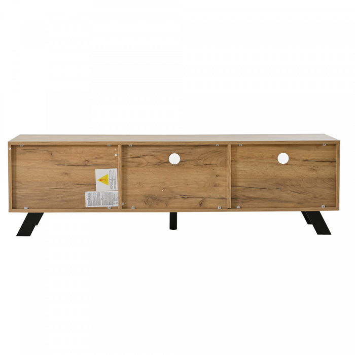 Lucas meuble TV – meuble avec tiroirs de rangement et etageres ouvertes, finition naturelle