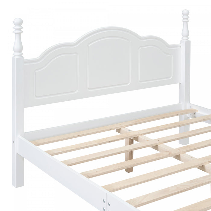 Jessie Lit a plateforme de style retro avec support a lattes en bois, taille double, blanc