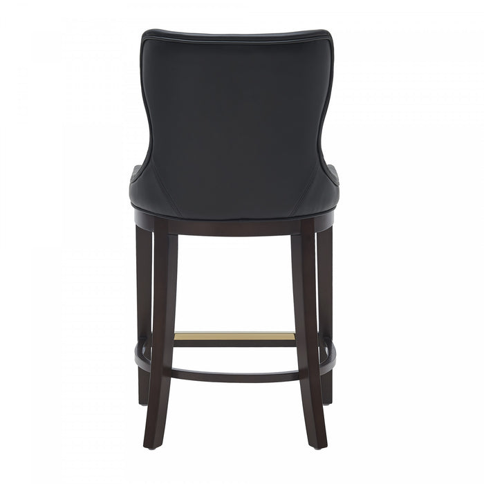 Tabouret de comptoir Blair moderne en bois avec revetement en tissu, noir