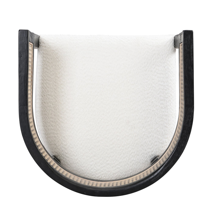 Ensemble De 2 Chaises De Salle À Manger Lance Avec Dossier En Rotin Et Siège En Forme De U - Noir