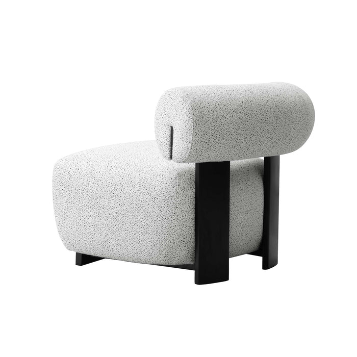 Fauteuil lounge rembourre Bartow style milieu du siecle en ivoire multicolore