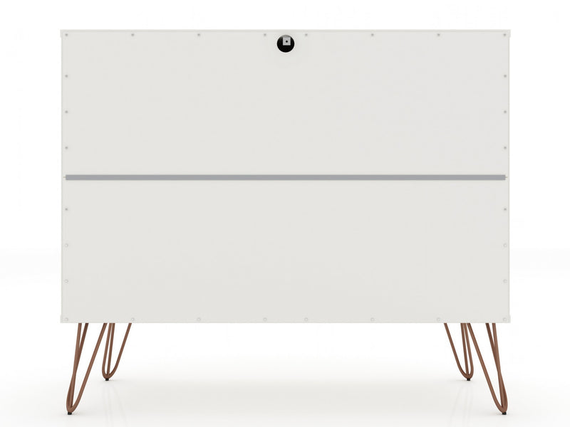 Commode Rockefeller Mid-Century Modern 89 cm en blanc (3 tiroirs) – Lot de 2