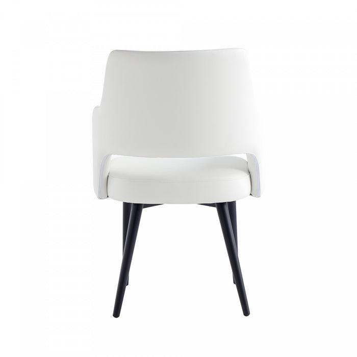 Fauteuil moderne Tremont en cuir vegetalien avec accoudoirs en metal, blanc - Lot de 2