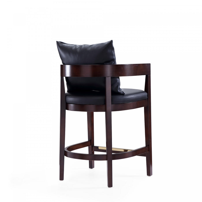 Tabouret de comptoir en bois rembourre style mid-century Ritz noir - Lot de 2