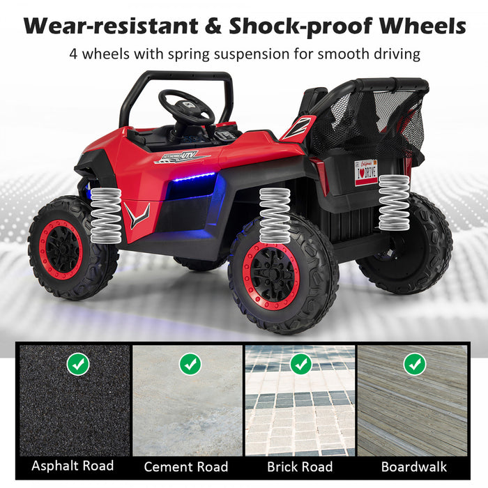 Costway 12v 2 Places Enfants Roulent Sur La Suspension De Vehicule Electrique Utv Rc W / Lumieres Et Musique