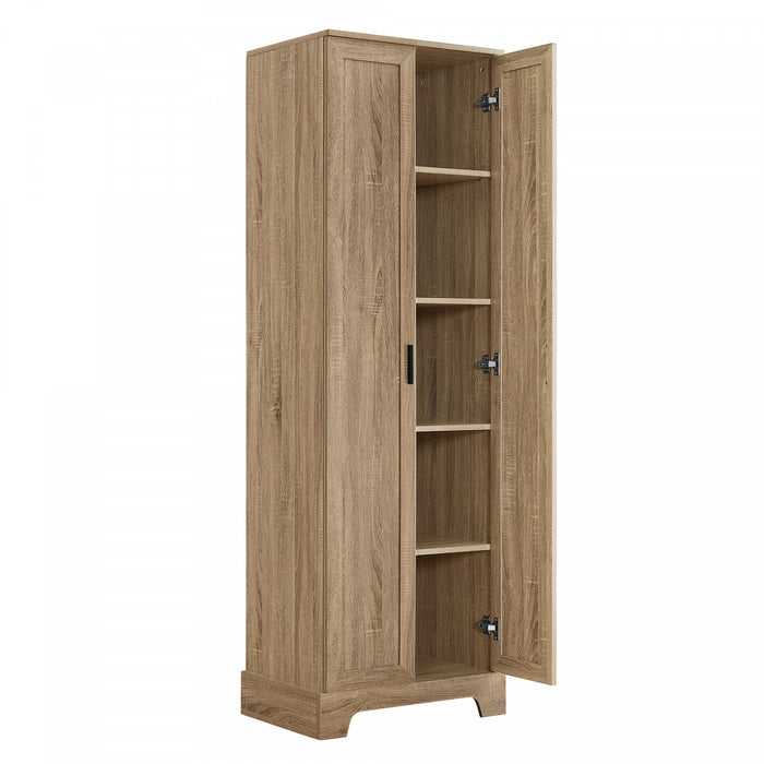 Liam Armoire de rangement multifonction avec portes et etageres reglables, Marron