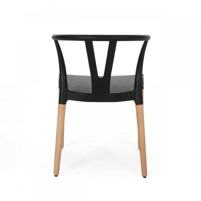 Lot De 2 Chaises De Salle À Manger Chasel Avec Assise En Polypropylène Et Pieds En Bois Massif - Noir