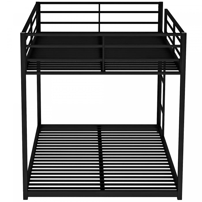 Lits superposes John en metal a faible hauteur avec echelle, taille Full sur Full, noir