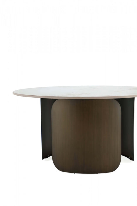Ensemble moderne et glamour Monica de 2 tables : table basse et table d’appoint en bronze