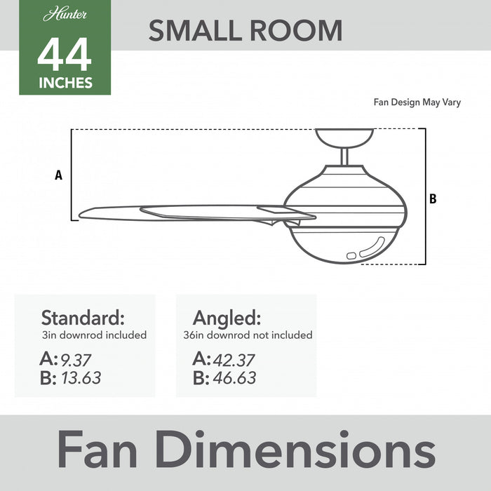 Ventilateur de plafond Dempsey à profil bas avec luminaire - Blanc