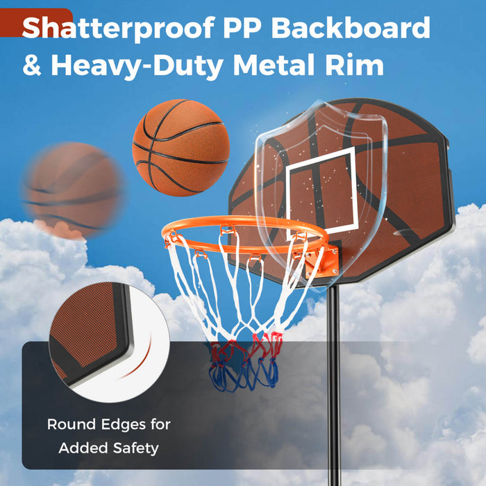 Costway Basketball Hoop 5.6-6.5 Ft Reglable En Hauteur Pour Les Enfants Avec Tableau Arriere A L'epreuve