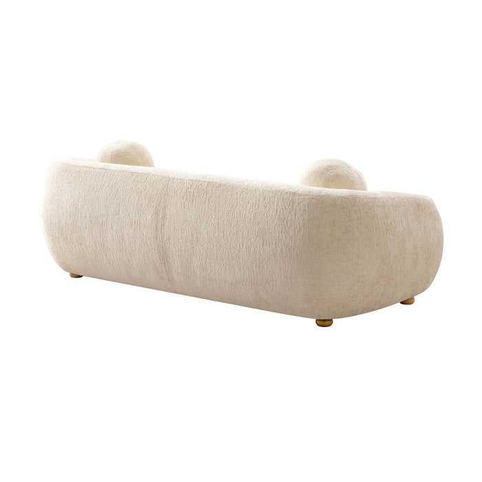 Canape Tribeca style mid-century 86\" en chenille creme