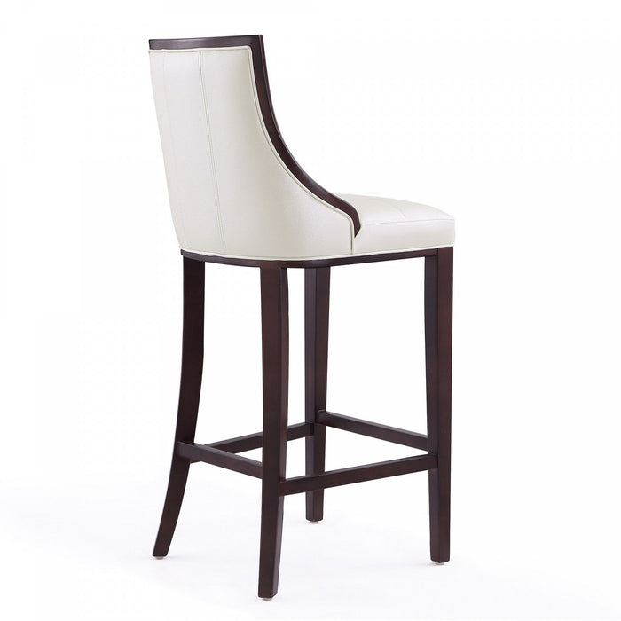Tabouret de bar traditionnel en bois Fifth Avenue avec assise rembourree, blanc perle - Lot de 2