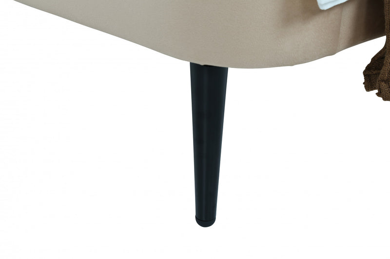 Lit une place Heather style milieu du siecle moderne en velours taupe et noir