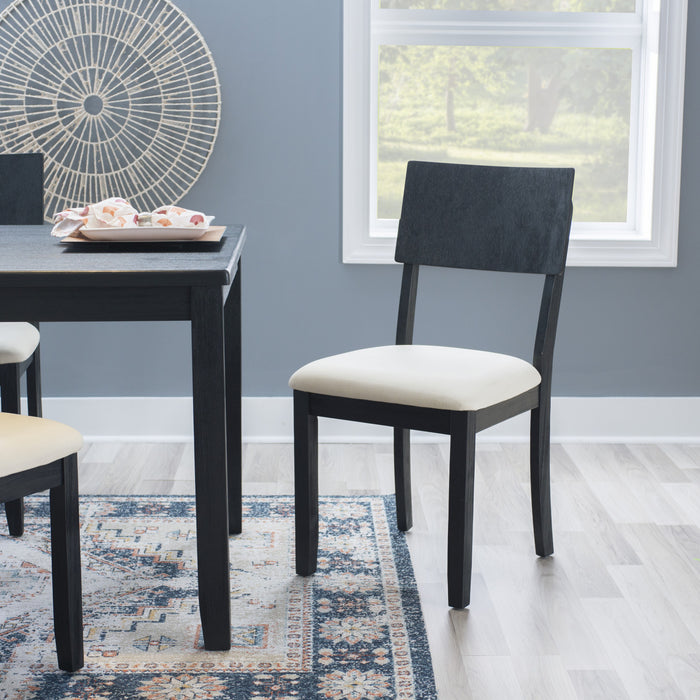Chaise de salle à manger Jorissen en tissu d’apparence lin anthracite foncé - ensemble de 2