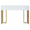 Horizon Modern Console Table with Geometric Drawers and Gold Frame, White/Gold | Horizon Table Console Moderne avec Tiroirs Geometriques et Cadre Dore, Blanc/Or