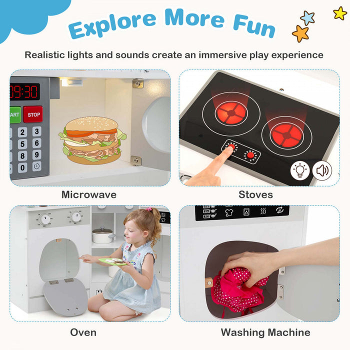 Honeyjoy Coin Cuisine Jeu Avec Machine A Cafe Four Micro-ondes Machine A Laver Blanc