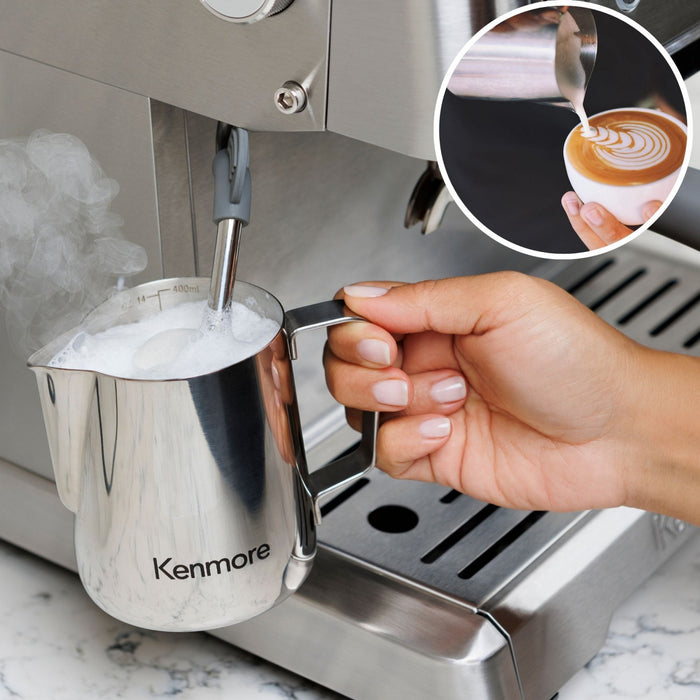 Machine à espresso Kenmore avec presse-mouture manuel, acier inoxydable - KKCMEMT