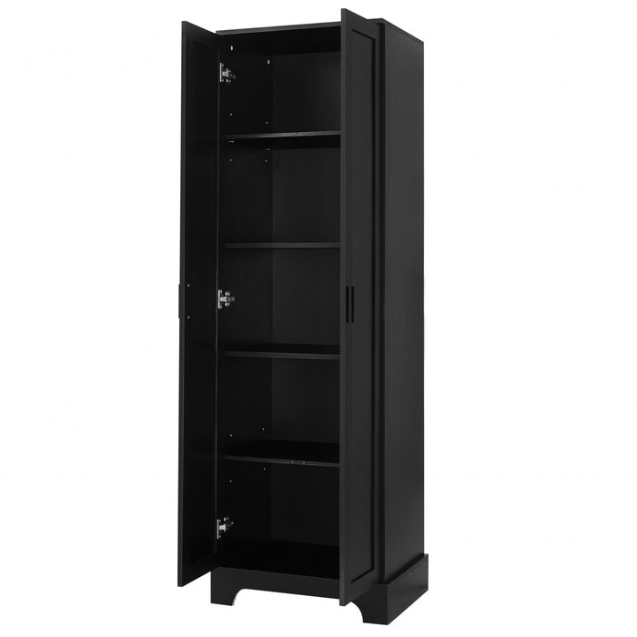 Liam Armoire de rangement multifonction avec portes et etageres reglables, Noir