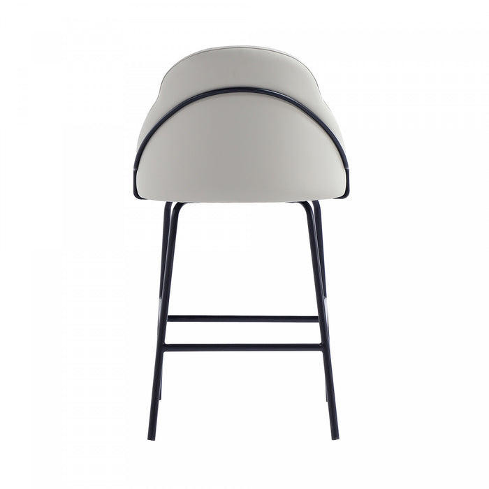 Tabouret de comptoir moderne en metal Gracie, rembourre, gris pierre et noir