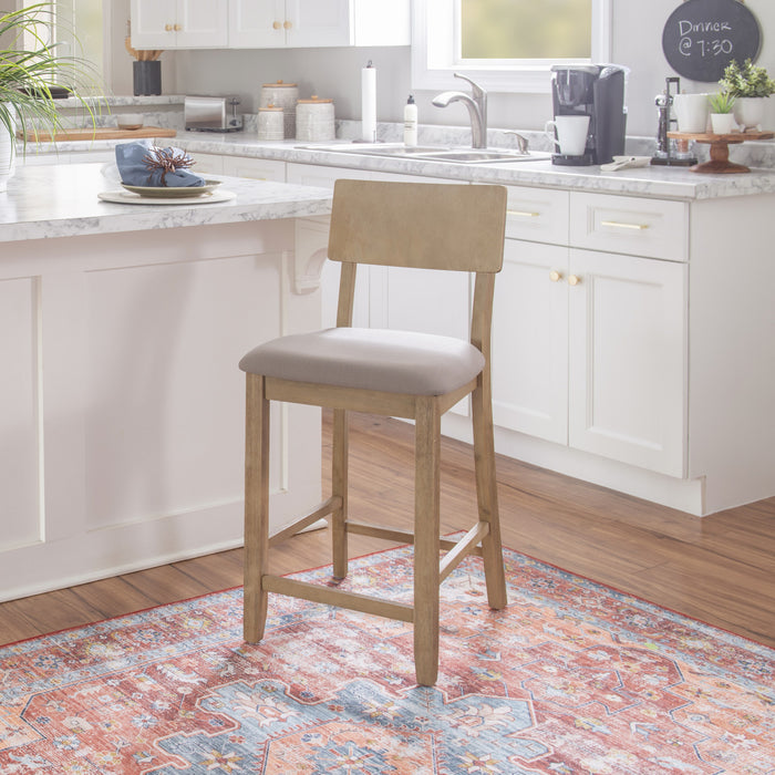 Tabouret Jorissen de hauteur comptoir en tissu d’apparence lin - gris
