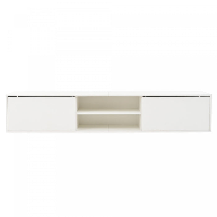 Zara Ensemble Meuble TV Mural 65 po avec Etageres d'Exposition, Blanc