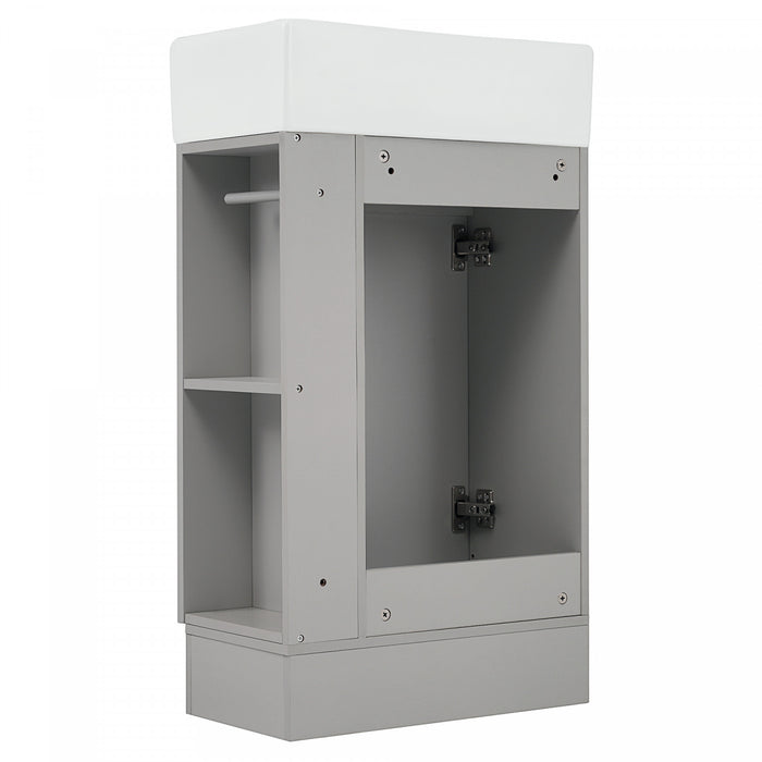 Ethan Meuble-lavabo de 18,6\" avec vasque et etagere reglable, Gris