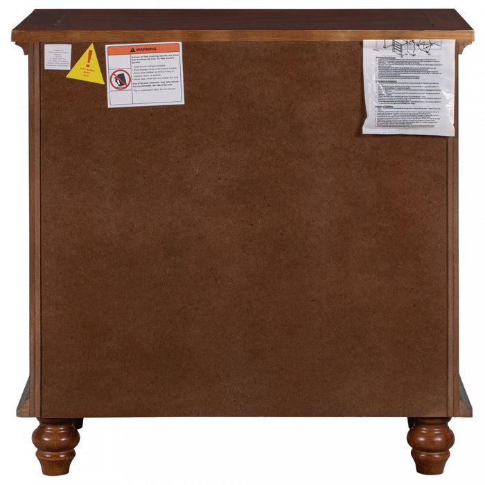 U_Style Table de Nuit Peinte 27.6 po avec Tiroir Coulissant et 3 Tiroirs, Brun