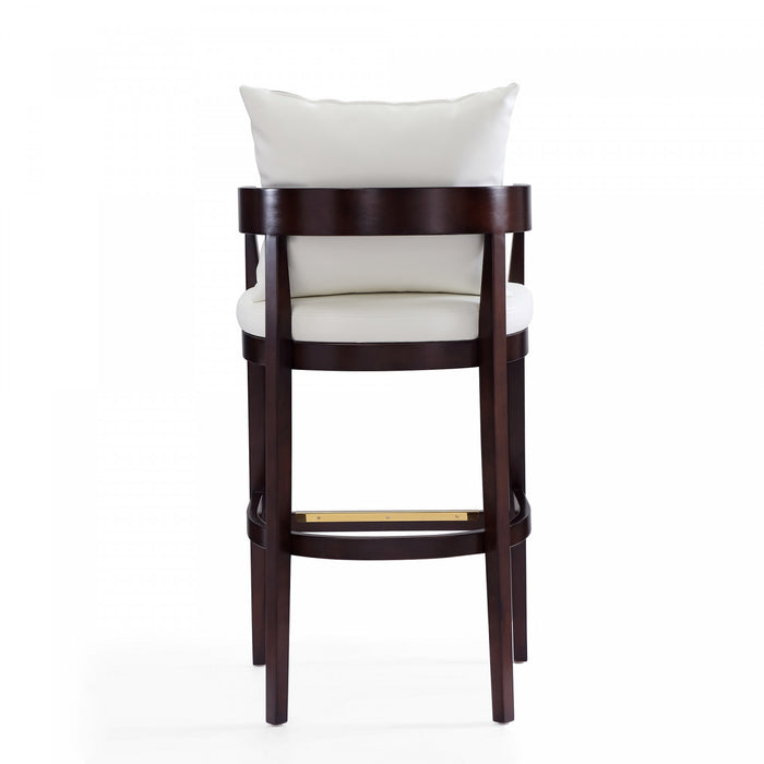 Tabouret de bar en bois rembourre style mid-century Ritz, ivoire – Lot de 2