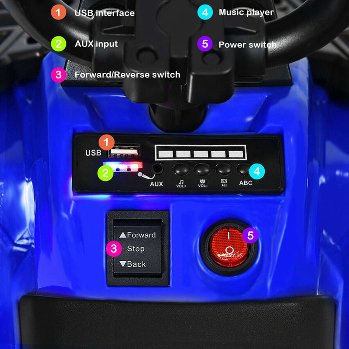 6v Batterie Alimentee Enfants Rouler Sur Atv 4 Roues Quad W / Mp3 & Led Phare Bleu