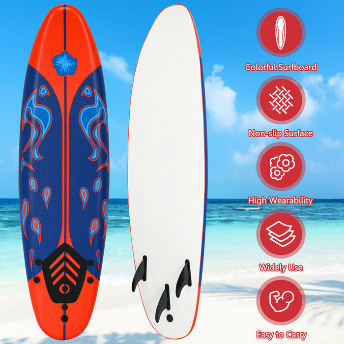 Costway – Planche De Surf De 6’’ A 3 Derives & Leash Pour Enfants, Adultes