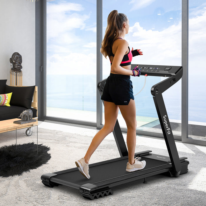 Superfit 4.0hp Pliable Electrique Tapis Roulant Machine De Jogging W / Bluetooth Noir