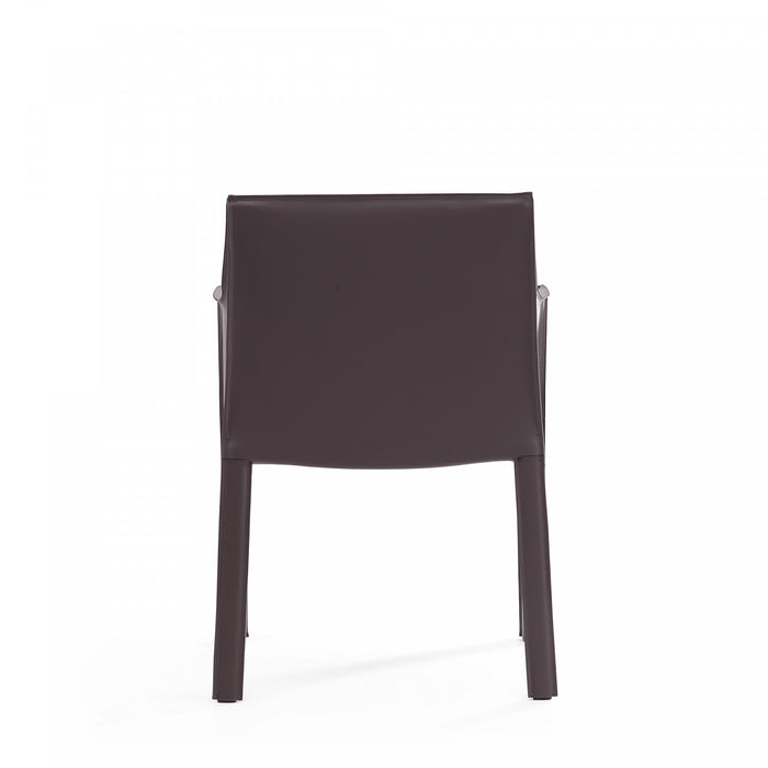 Chaise de salle a manger moderne en cuir vegetalien Vogue gris - Lot de 2
