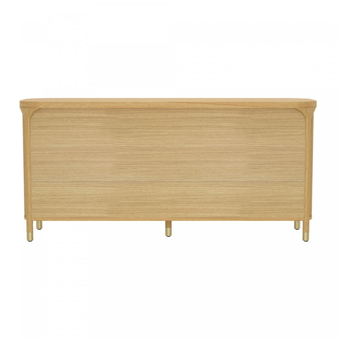 Commode contemporaine Park 68\" en bois naturel (6 tiroirs)