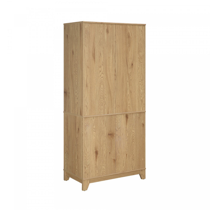 Armoire bibliotheque Sheridan style milieu du siecle 79 cm en bois naturel (7 etageres) – Lot de 2