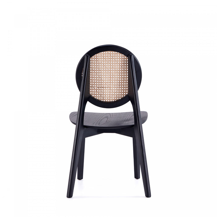 Chaise de salle a manger en bois style industriel Versailles en noir et naturel - Lot de 4