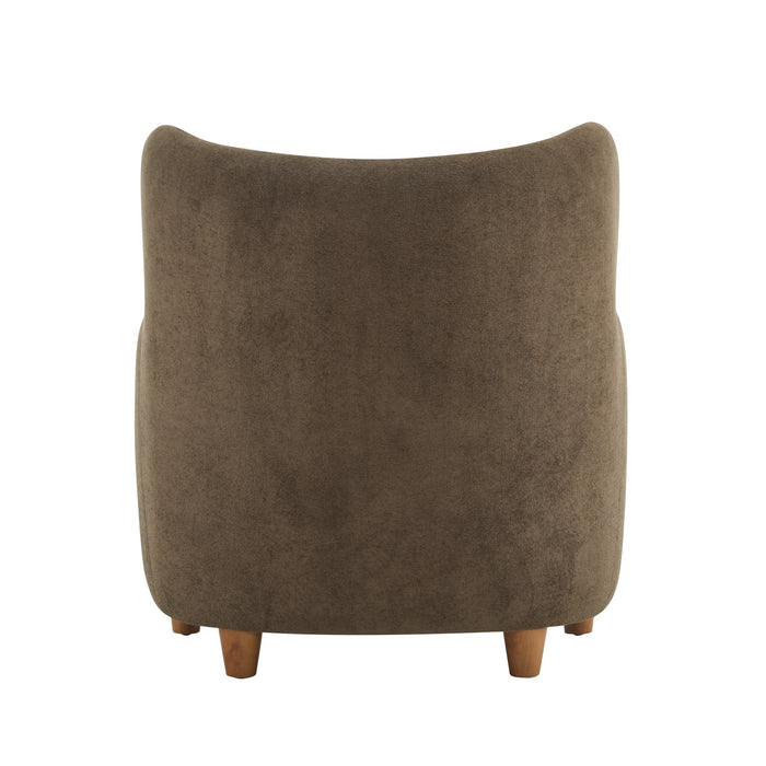 Sophia Fauteuil confortable rembourre avec dossier a oreilles, marron fonce