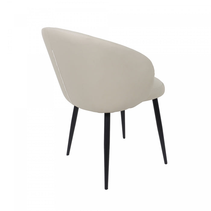 Chaise laterale moderne contemporaine Looma en cuir vegetalien et metal, gris pierre - Lot de 2