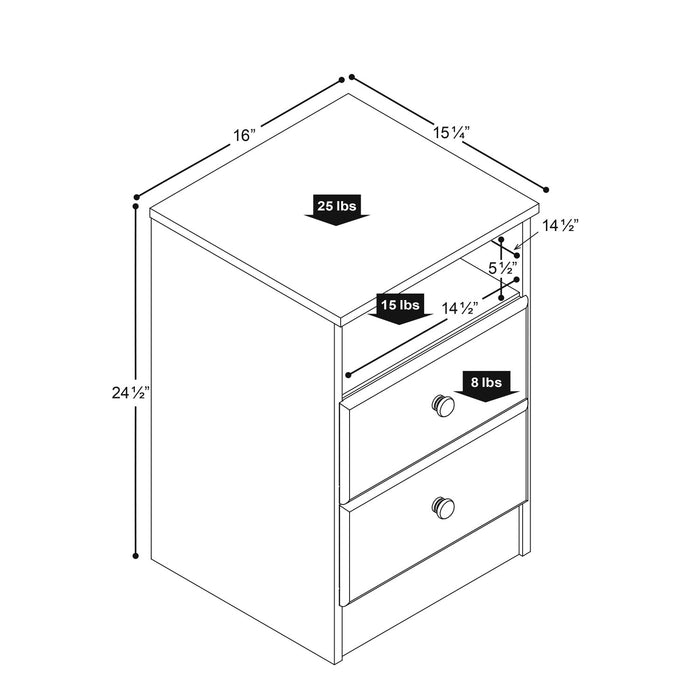 Table de nuit Astrid à 2 tiroirs - espresso