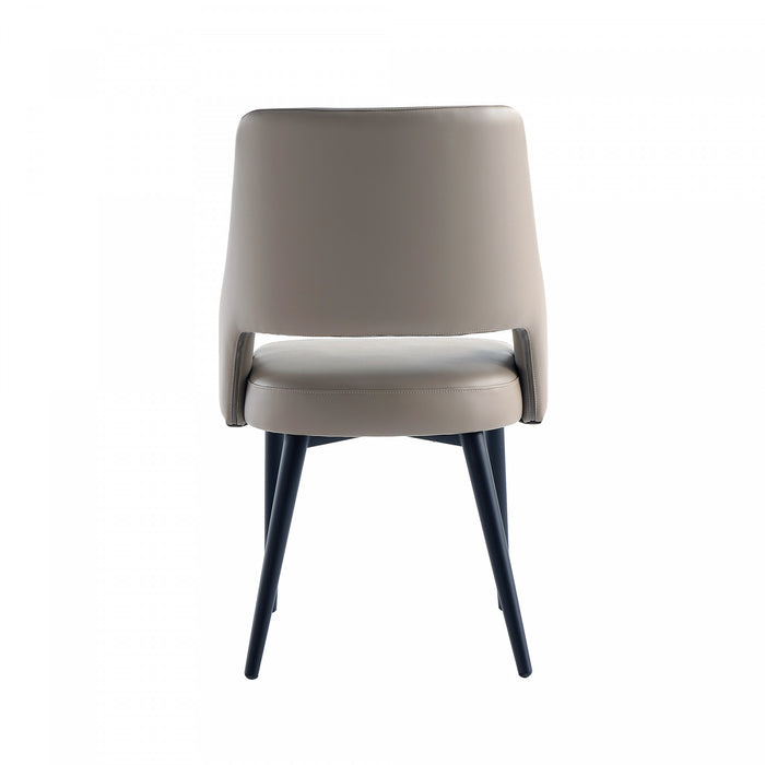 Chaise de salle a manger moderne Tremont en metal et cuir vegetalien taupe