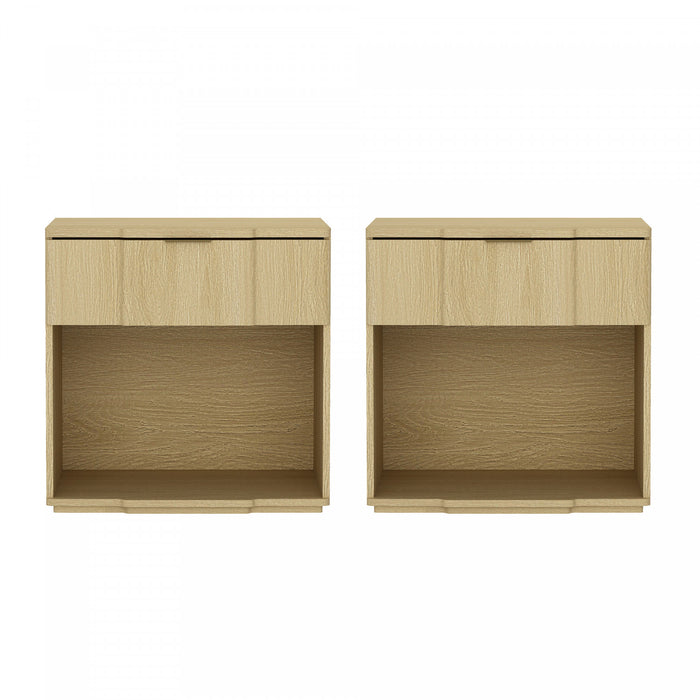 Table de nuit Clive style milieu du siecle moderne 56 cm en chene naturel (1 tiroir)
