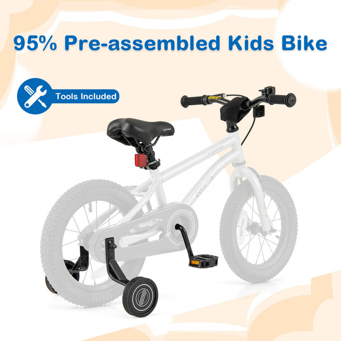 Velo Costway 14 Pouces Pour Enfants De 3 A 5 Ans Avec Selle Reglable Et Guidon Antiderapant Argent