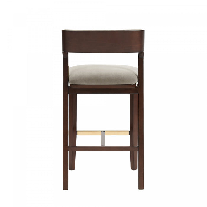 Tabouret de bar moderne Patricia en bois avec revetement en lin