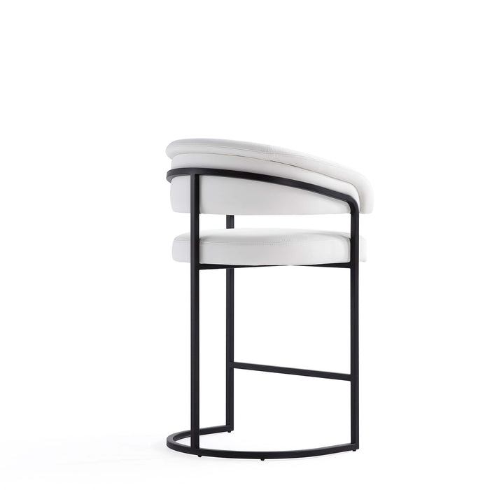 Tabouret de comptoir moderne Augusta en metal et tissu, blanc