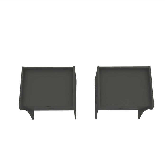Table de nuit Coney style mid-century moderne 20\" en gris charbon (2 tiroirs) - Lot de 2