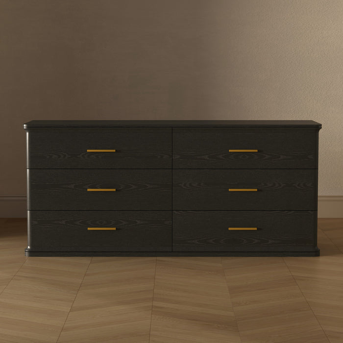 Commode traditionnelle Clifford en noir (6 tiroirs)