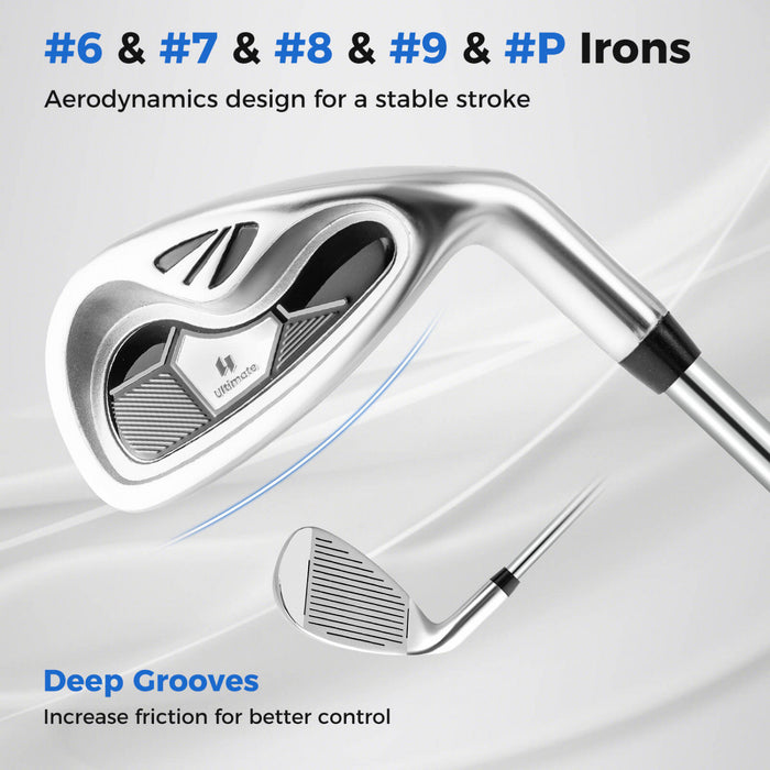 Ensemble Complet De 10 Clubs De Golf De Marque Costway Pour Hommes Avec Driver En Alliage Gris