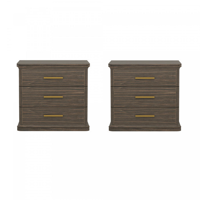 Table de nuit traditionnelle Clifford en noyer (3 tiroirs)