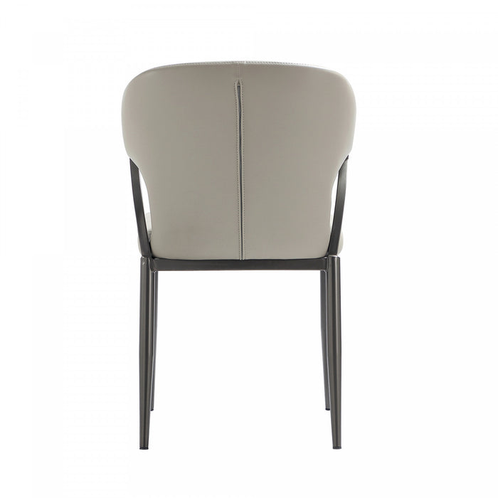 Chaise de salle a manger moderne en metal et cuir vegetalien Kirsten, gris clair - Lot de 2